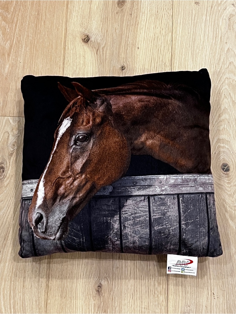 Horse Photo Decorative Throw Pillow in Brown and Black (16x16)